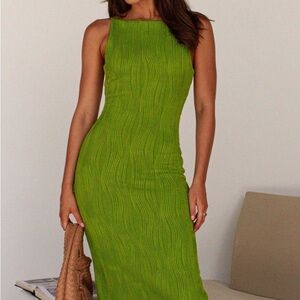 Green Ribbed Bodycon Maxi Dress